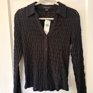 NWT Sanctuary Black Textured Button Down Shirt